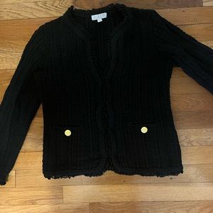 J Crew new black cardigan jacket S small fringe